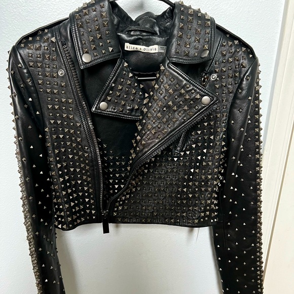 Alice + Olivia Krishna moto leather jacket - Picture 8 of 12